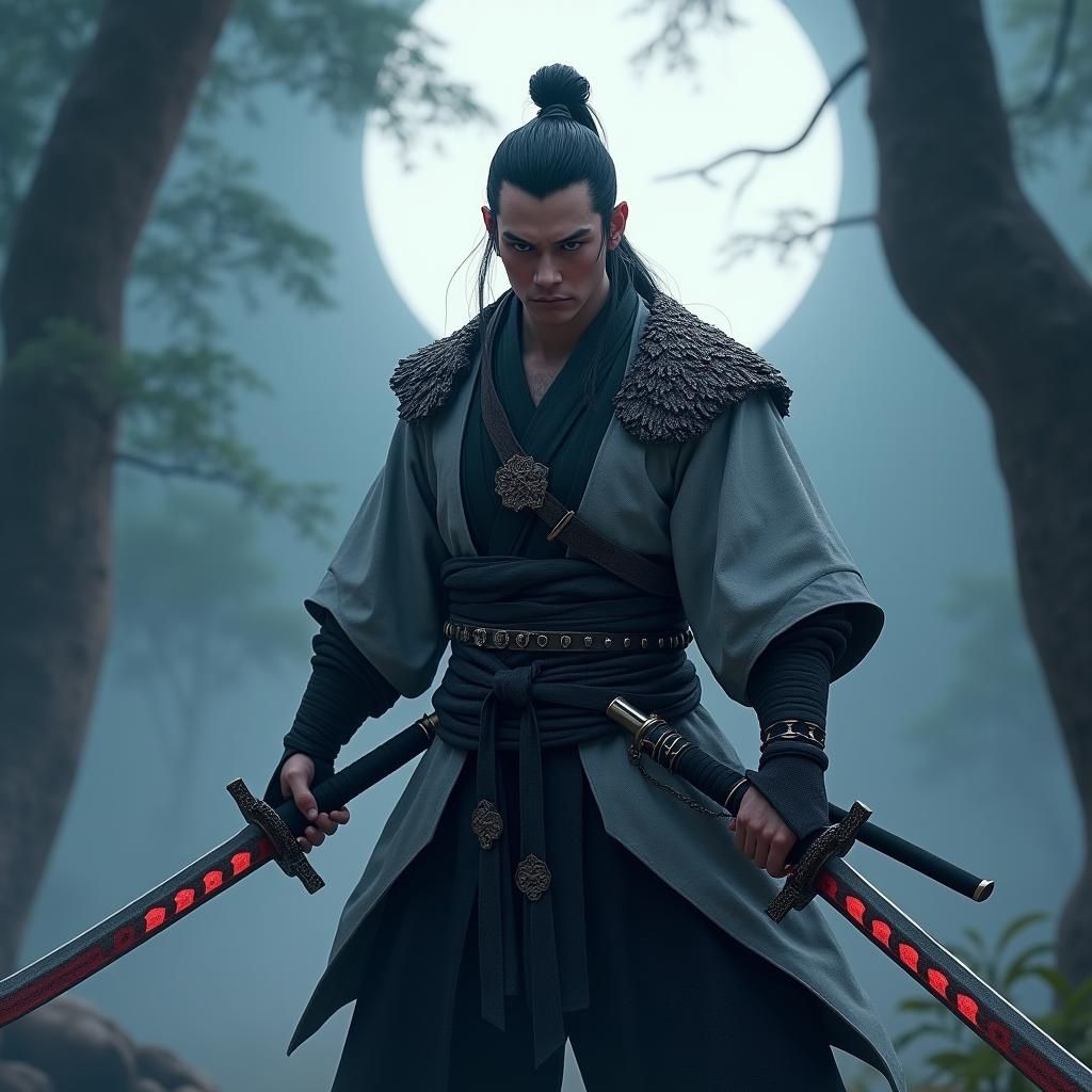 Medieval Ninja Warrior in 3D Anime Style