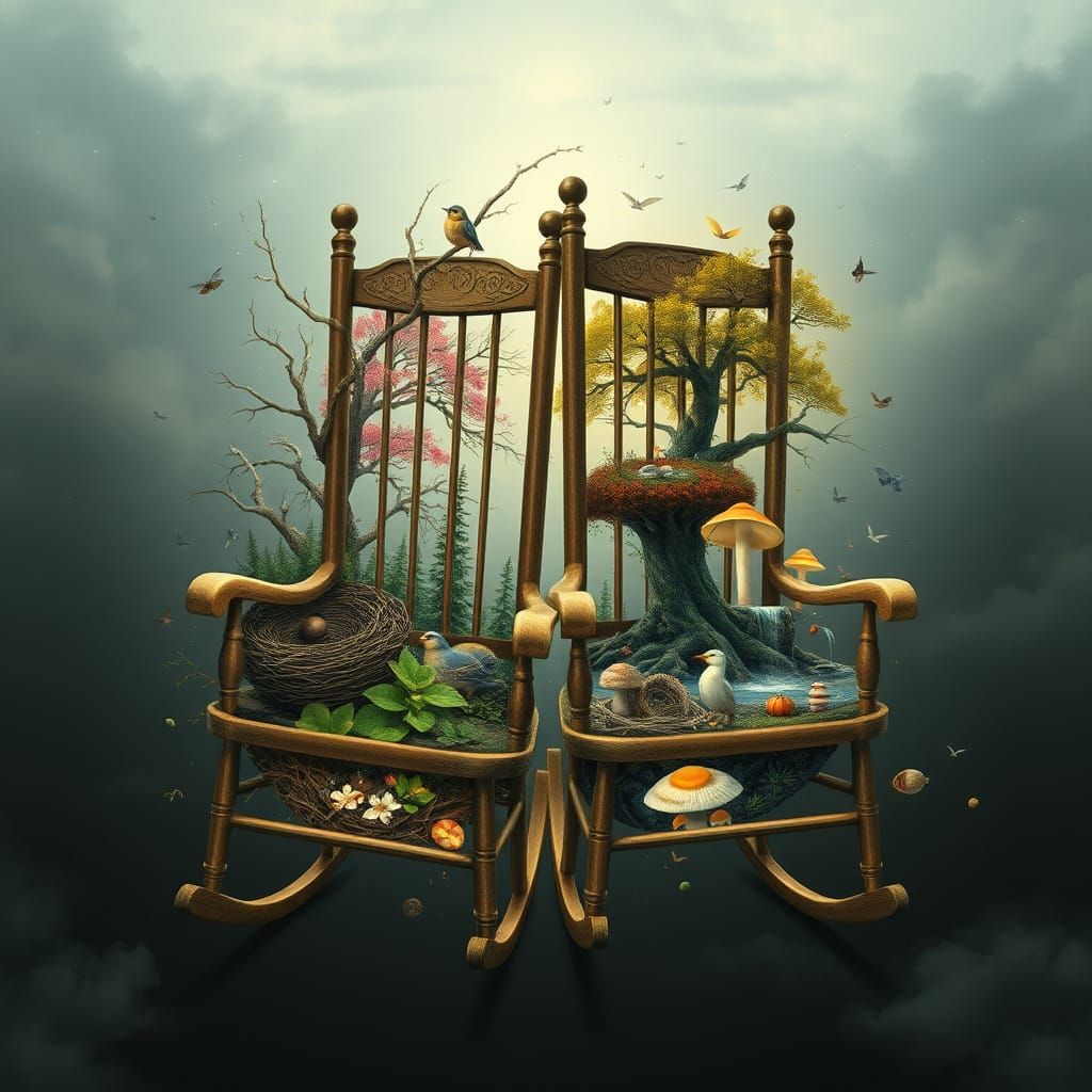 Intertwined Rocking Chairs Reveal Dreamlike Mindscape