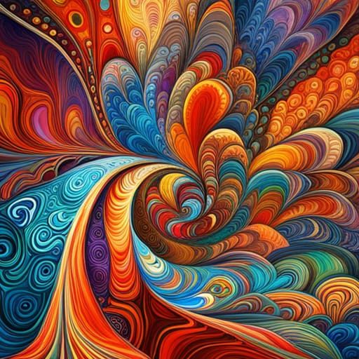 Expressionist Abstract Fractal Painting with 3D Shading