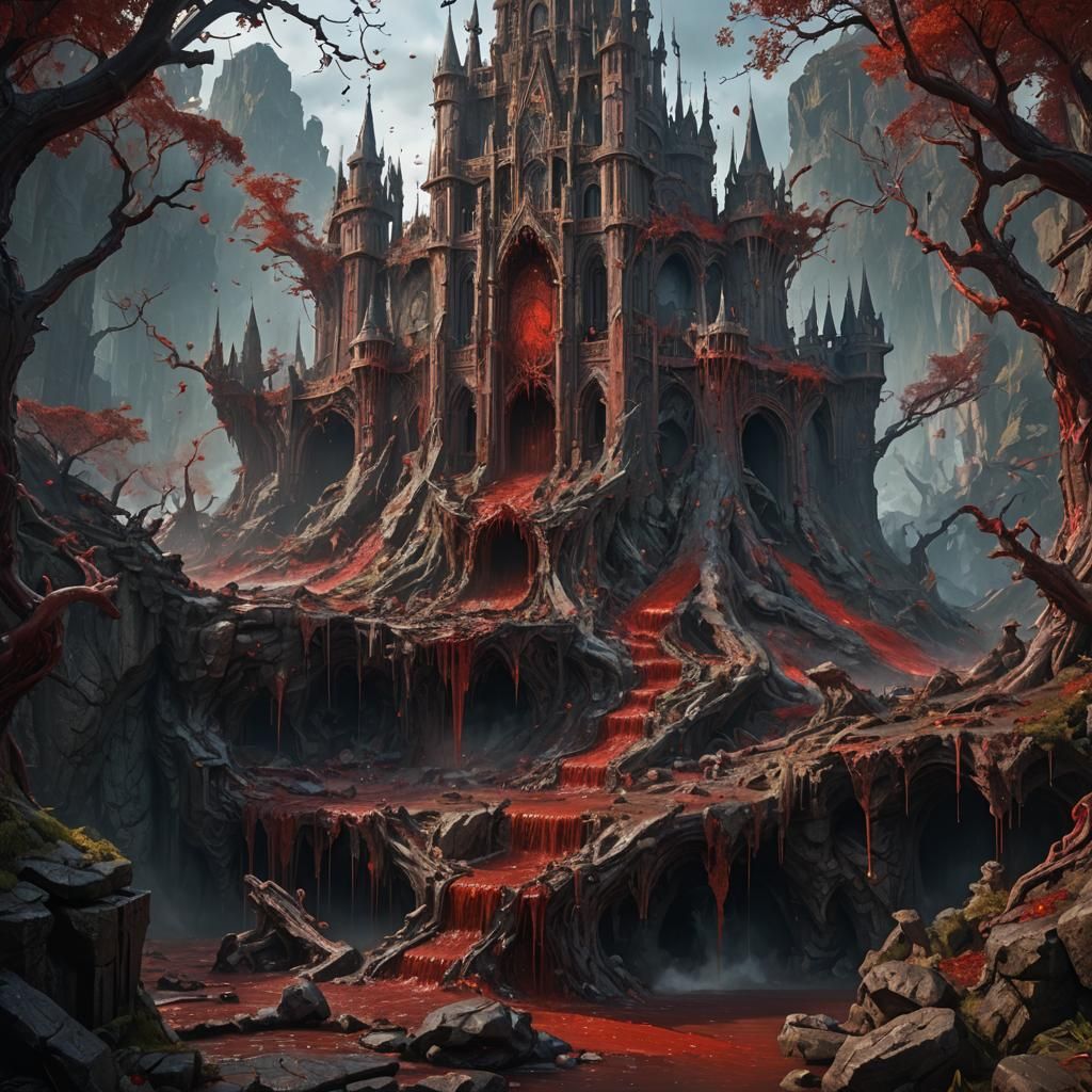 Detailed Matte Painting of Blood in Deep Color