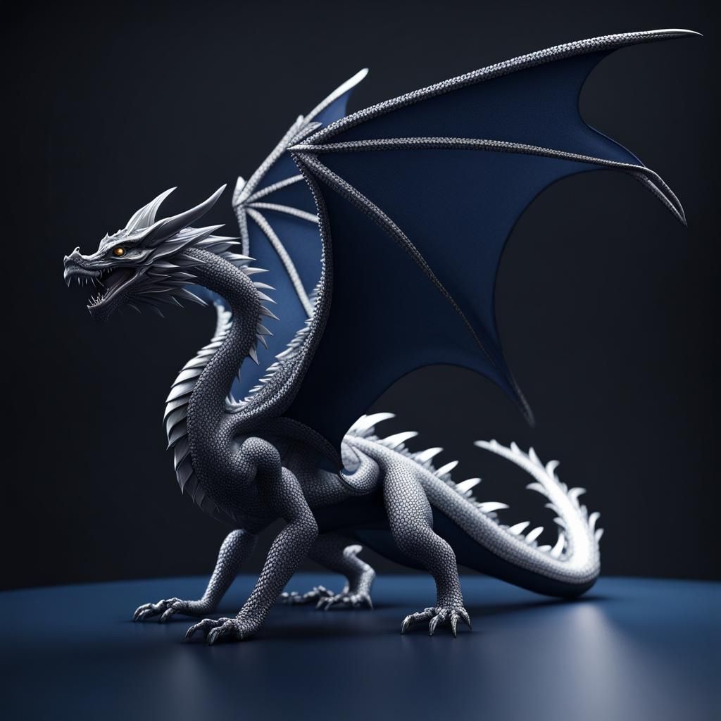 Minimalist Silver Dragon in Contemporary Realism