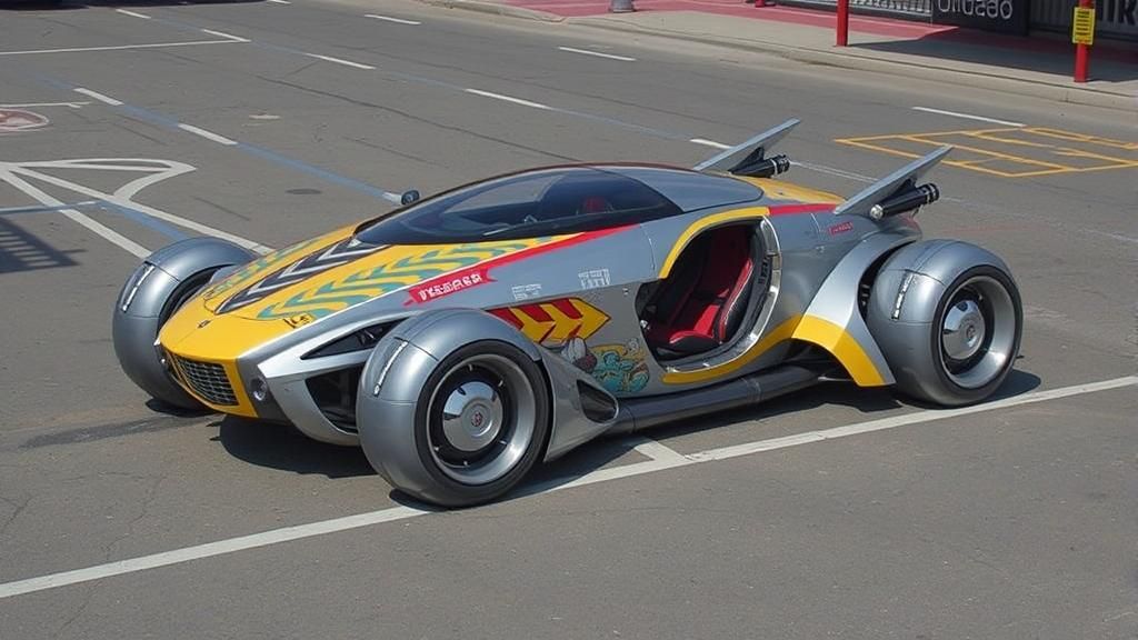 Cyberpunk Bubble-Buggy with Chevron Design