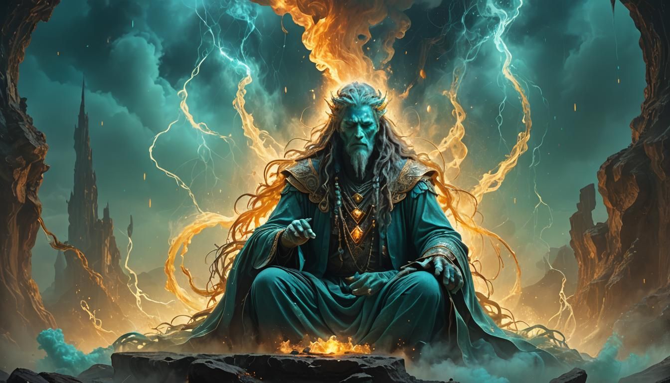 Weeping God in High Fantasy Digital Painting