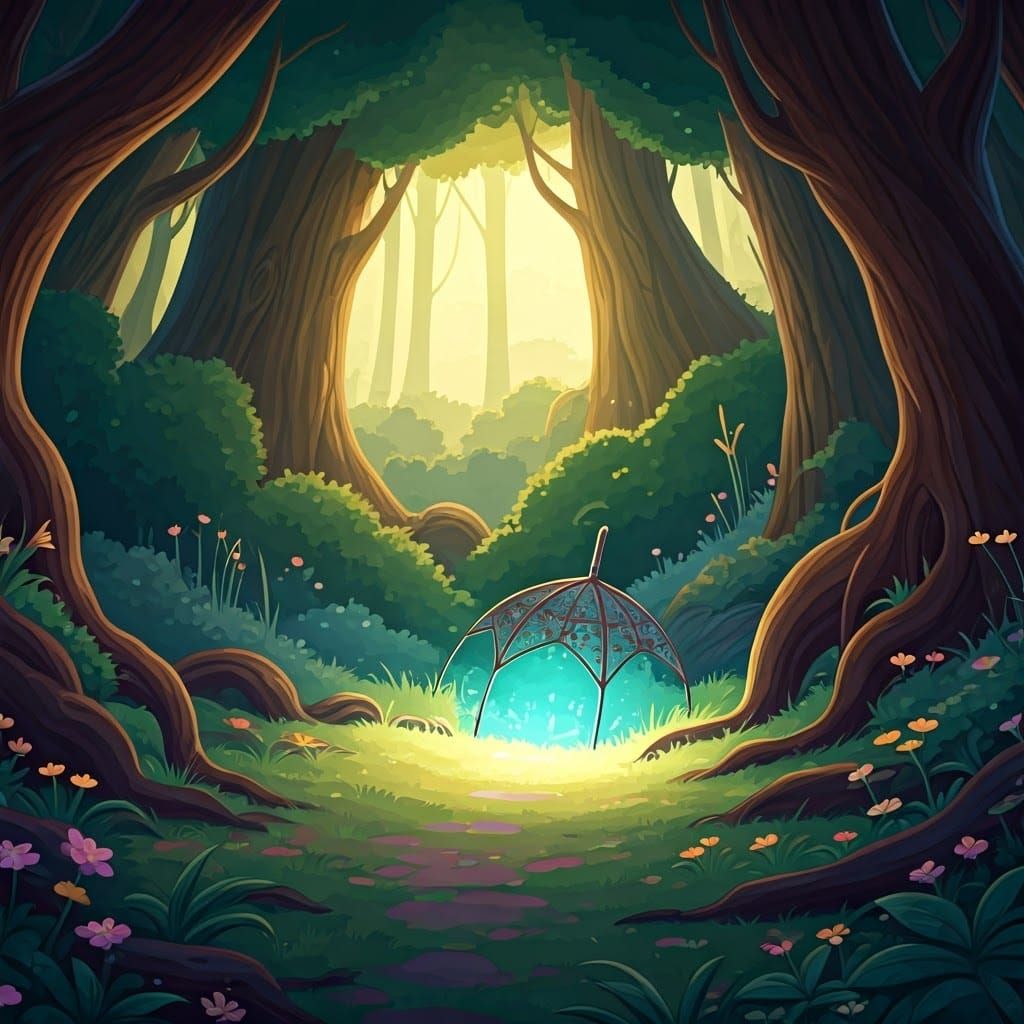 Enchanted Forest: A Whimsical 2D Cartoon Landscape