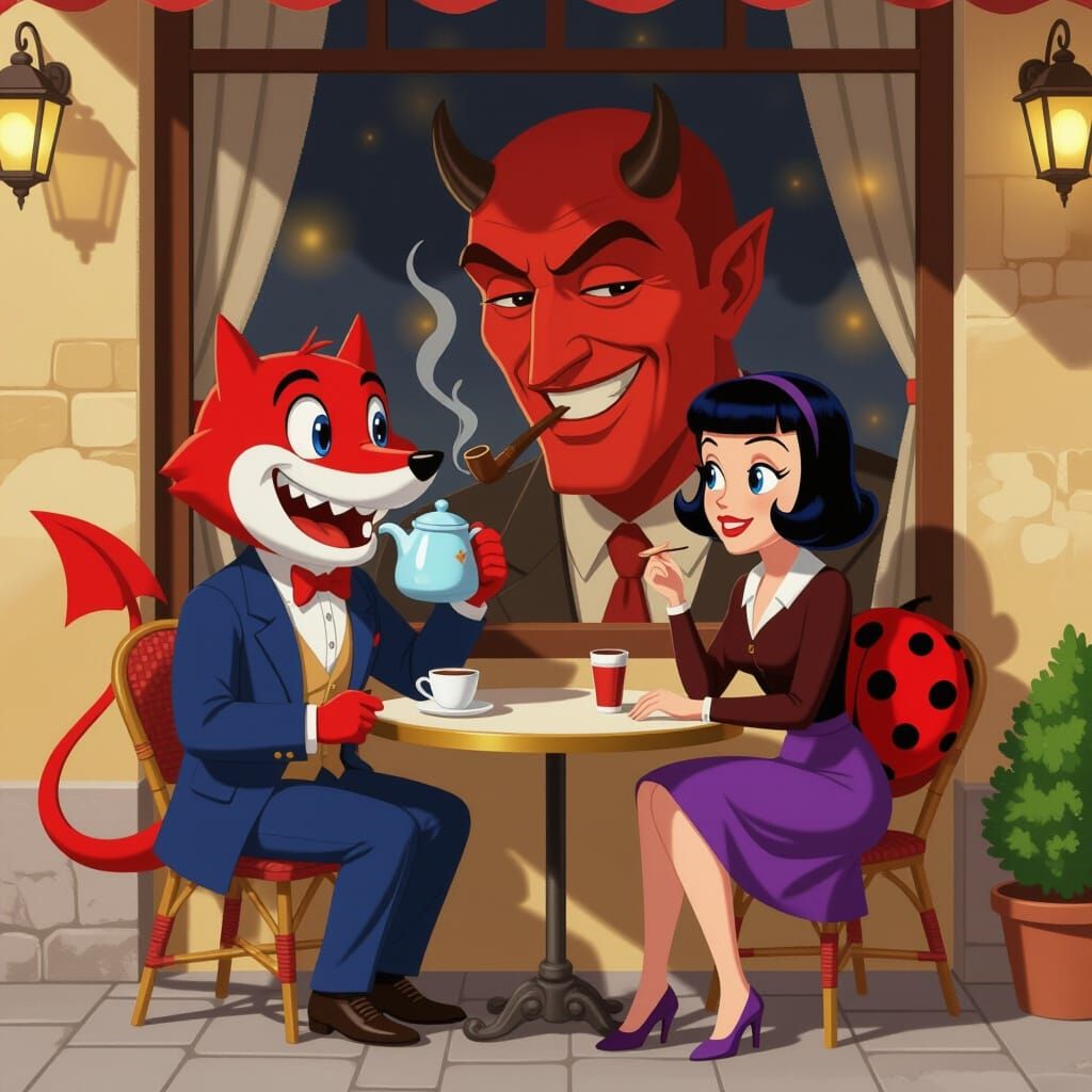 Buster Keaton & Rita Hayworth Dancing Sharkface in Cafe