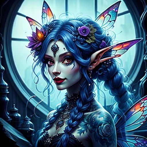 Heavily Tattooed Fairy in Dark Fantasy Style