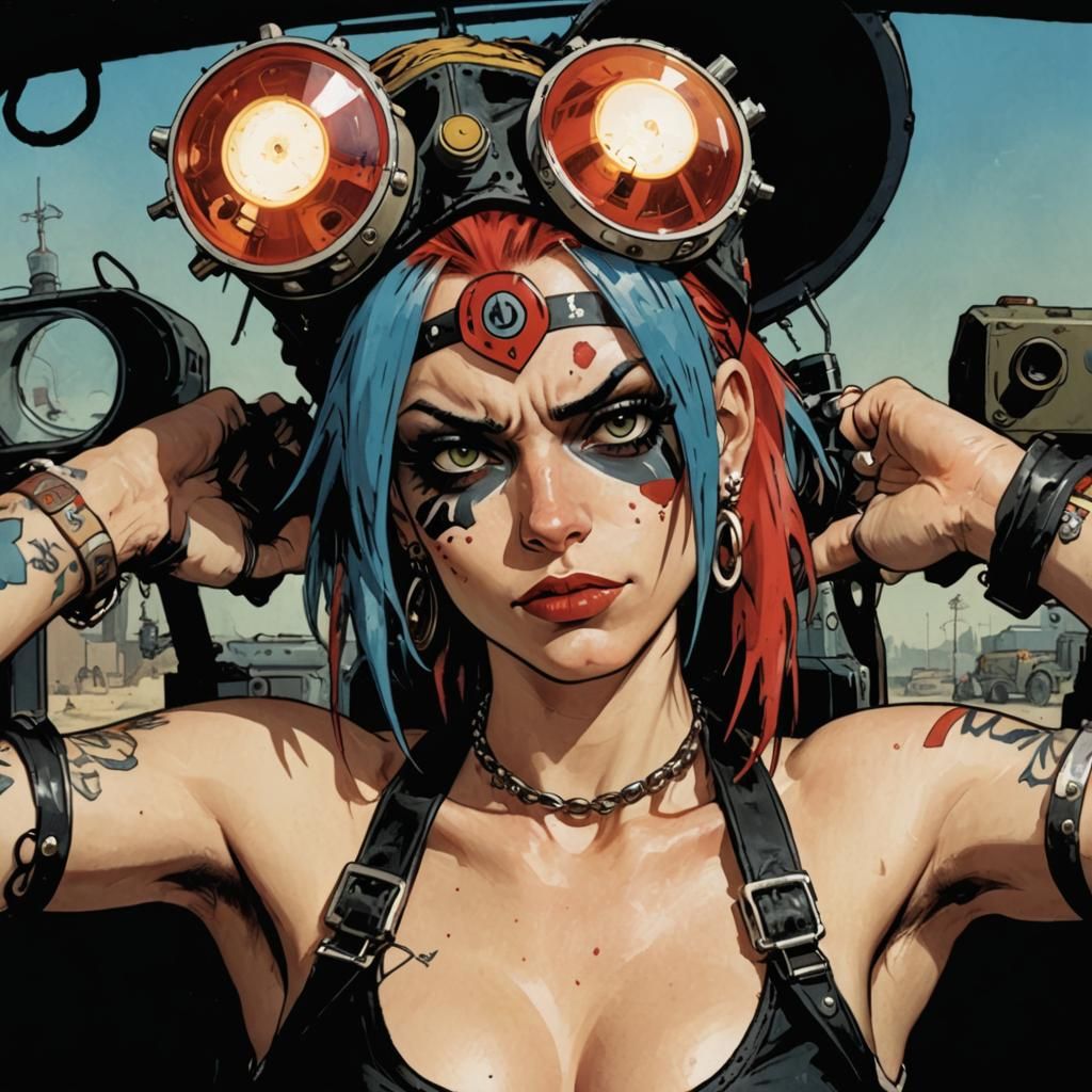Tank Girl Mega Transformation in Comic Book Style