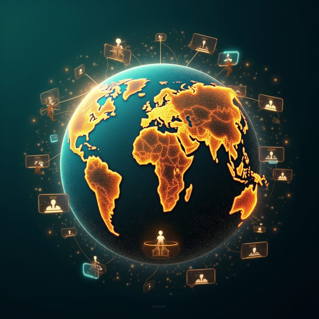 Futuristic AI Network Visualizing Global Economic Growth