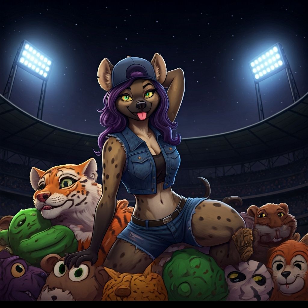 Anthropomorphic Hyena Queen of Foam Mascots, in Cartoon Styl...