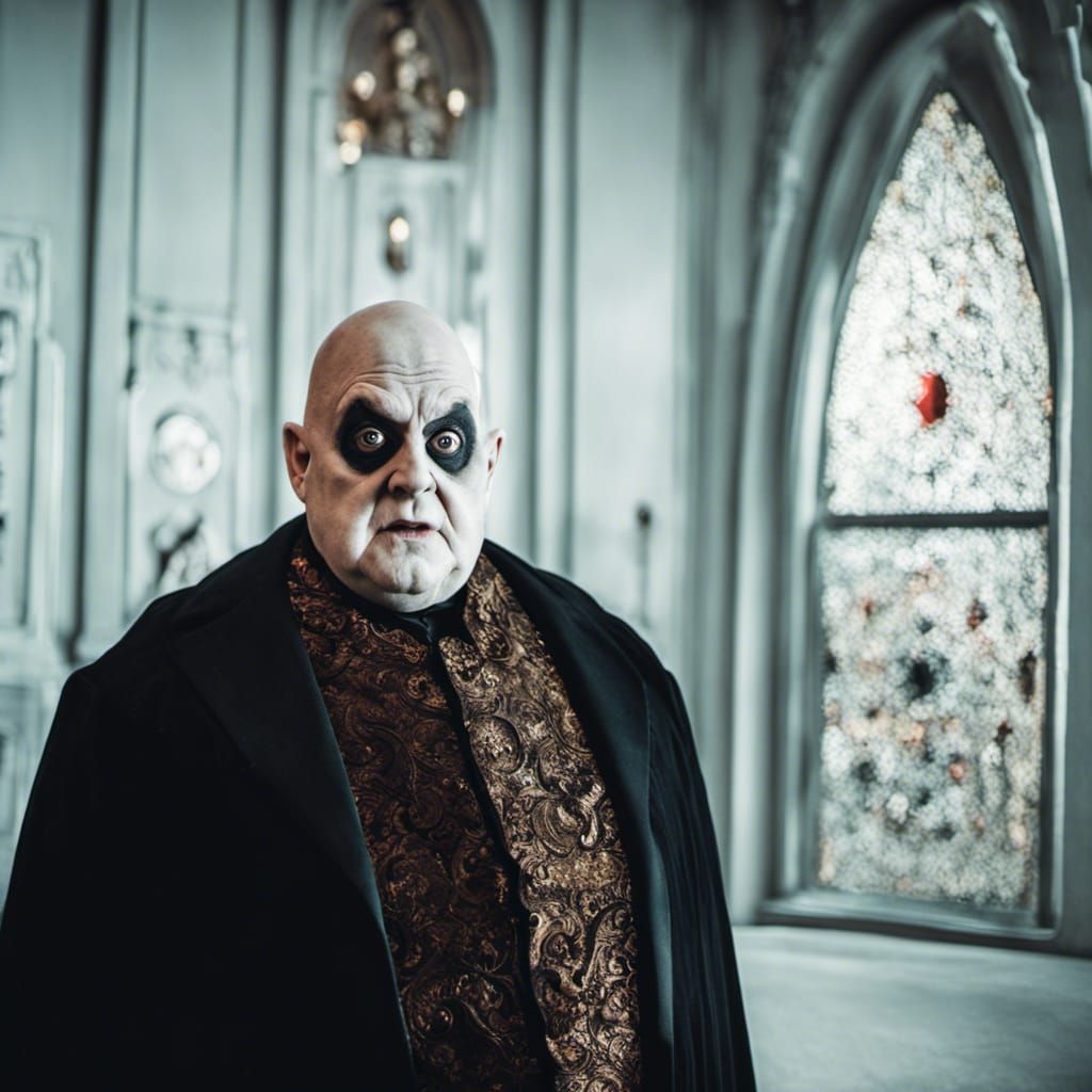 Uncle Fester Addams Portrait with Cinematic Lighting