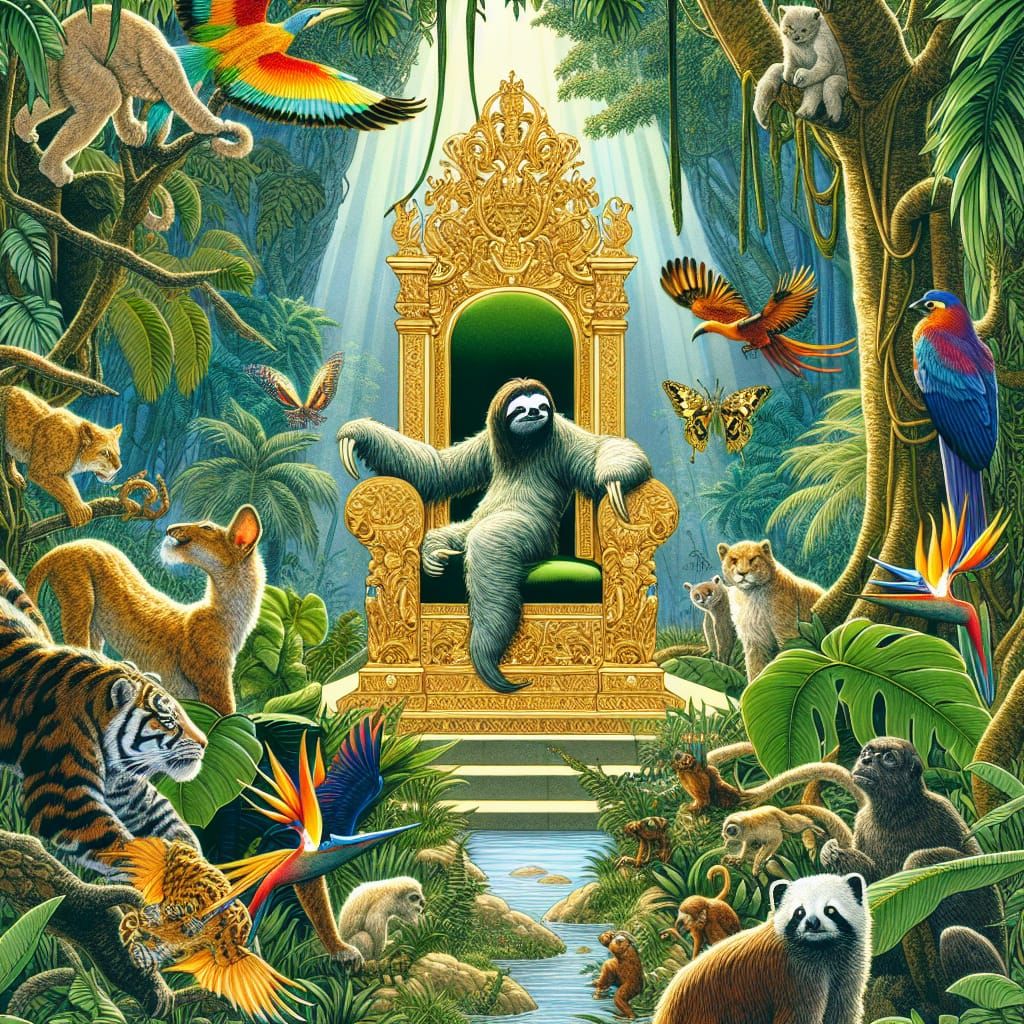 Majestic Sloth King in Jungle Kingdom