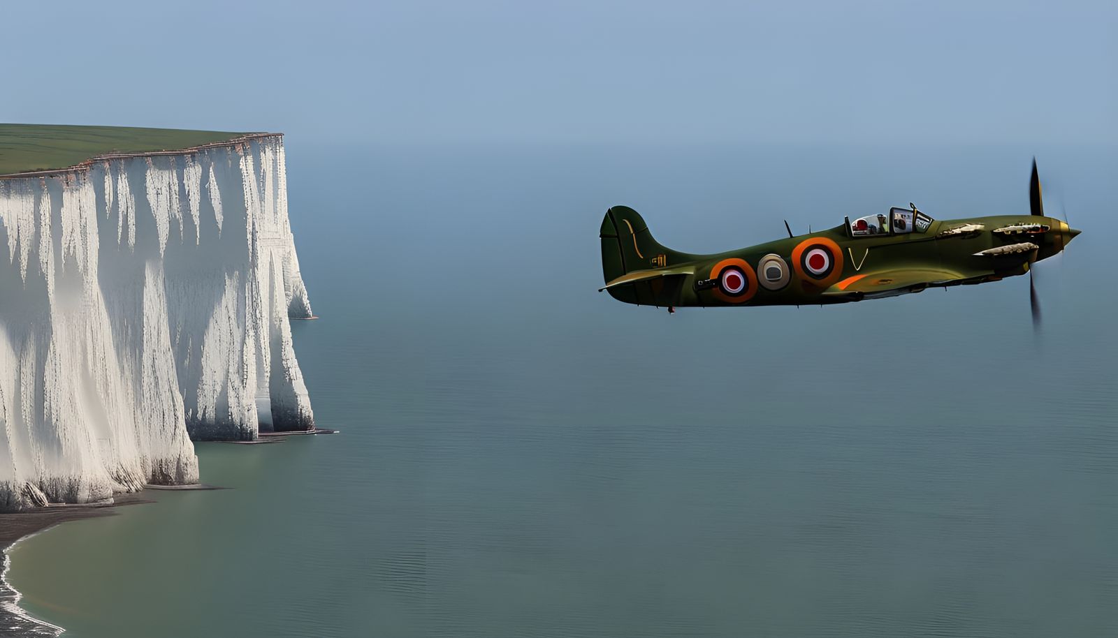 Spitfire Over White Cliffs of Dover