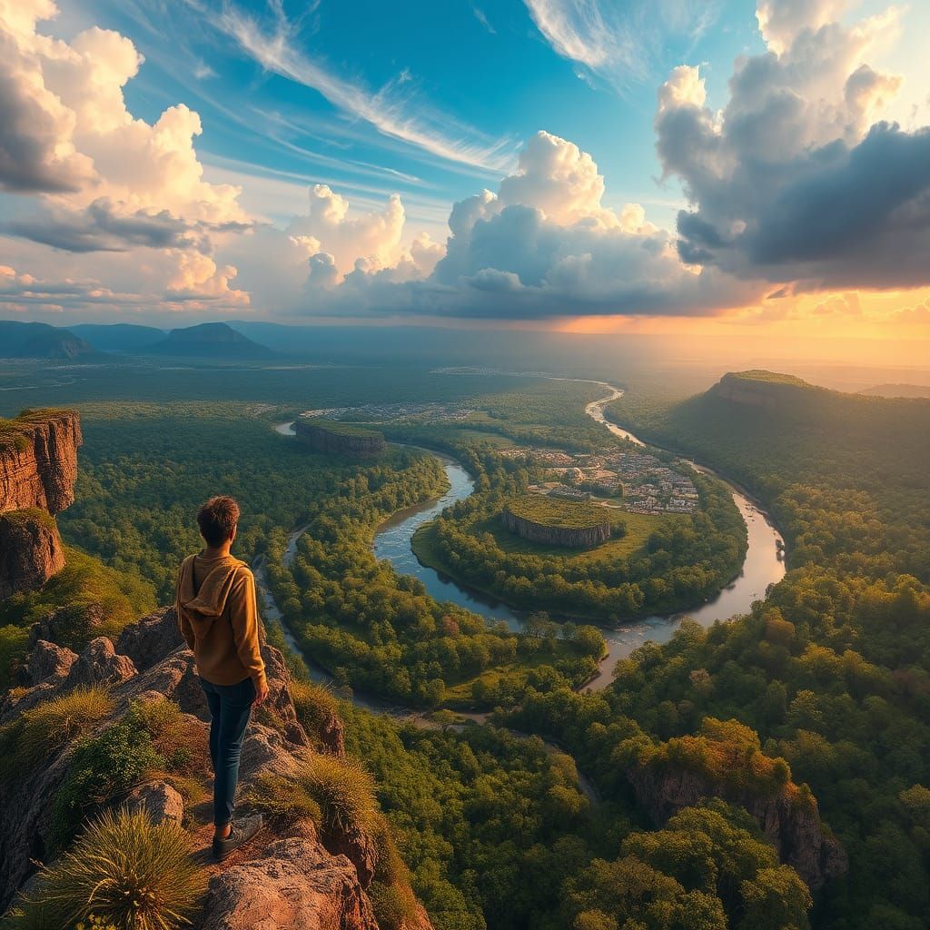 Eden Landscape with Figure, Digital Art