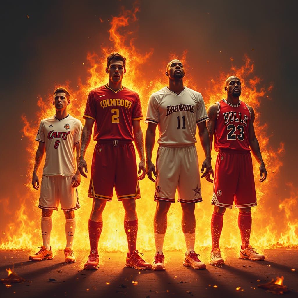 Ronaldo, Messi, Lebron, Jordan: Surreal Inferno