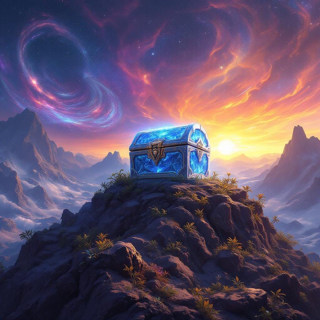 Crystalline Treasure Chest at Binary Sunset