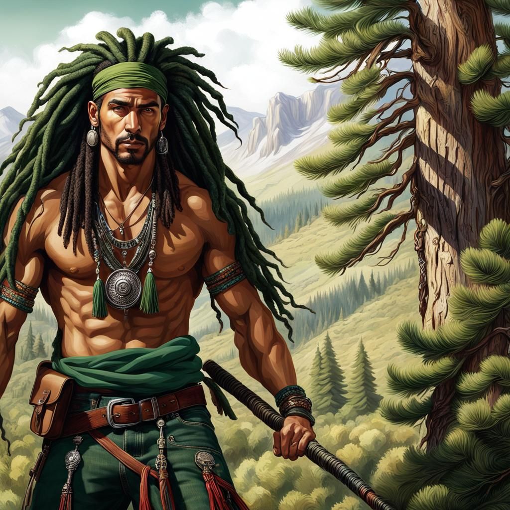 Wild Young Man in Sierra Nevada Mountains