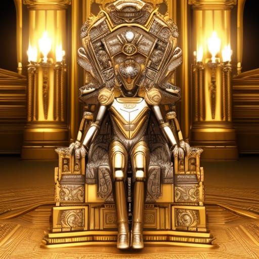 King Mercury on Throne in Futuristic Palace