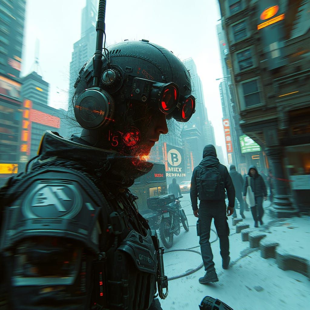 Biopunk Cyberpunk Art in Glitchcore Aesthetic