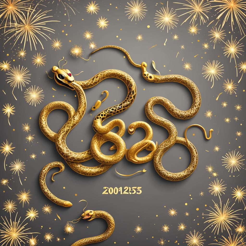 Golden Snake Celebrates New Year 2025 with Fireworks