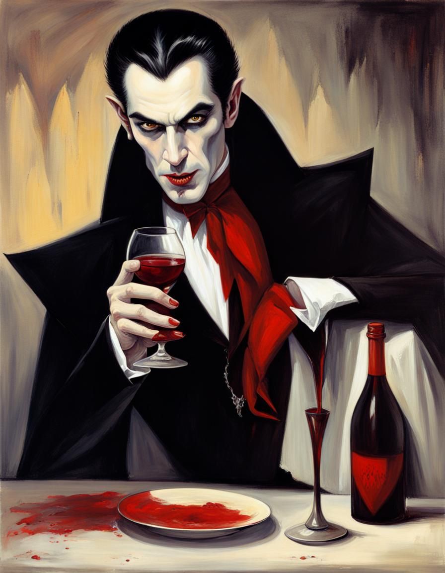Count Dracula Portrait in Gothic Vampire Style