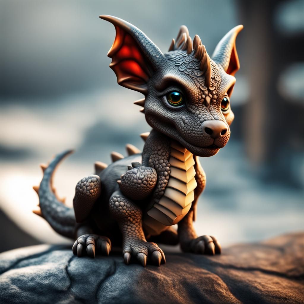 Hyperrealistic Puppy Dragon with Intricate Details