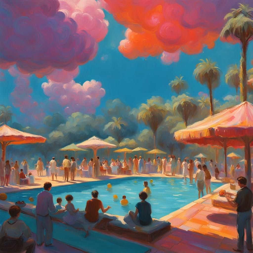 Cloud Pool Party in Wolf Kahn Colors