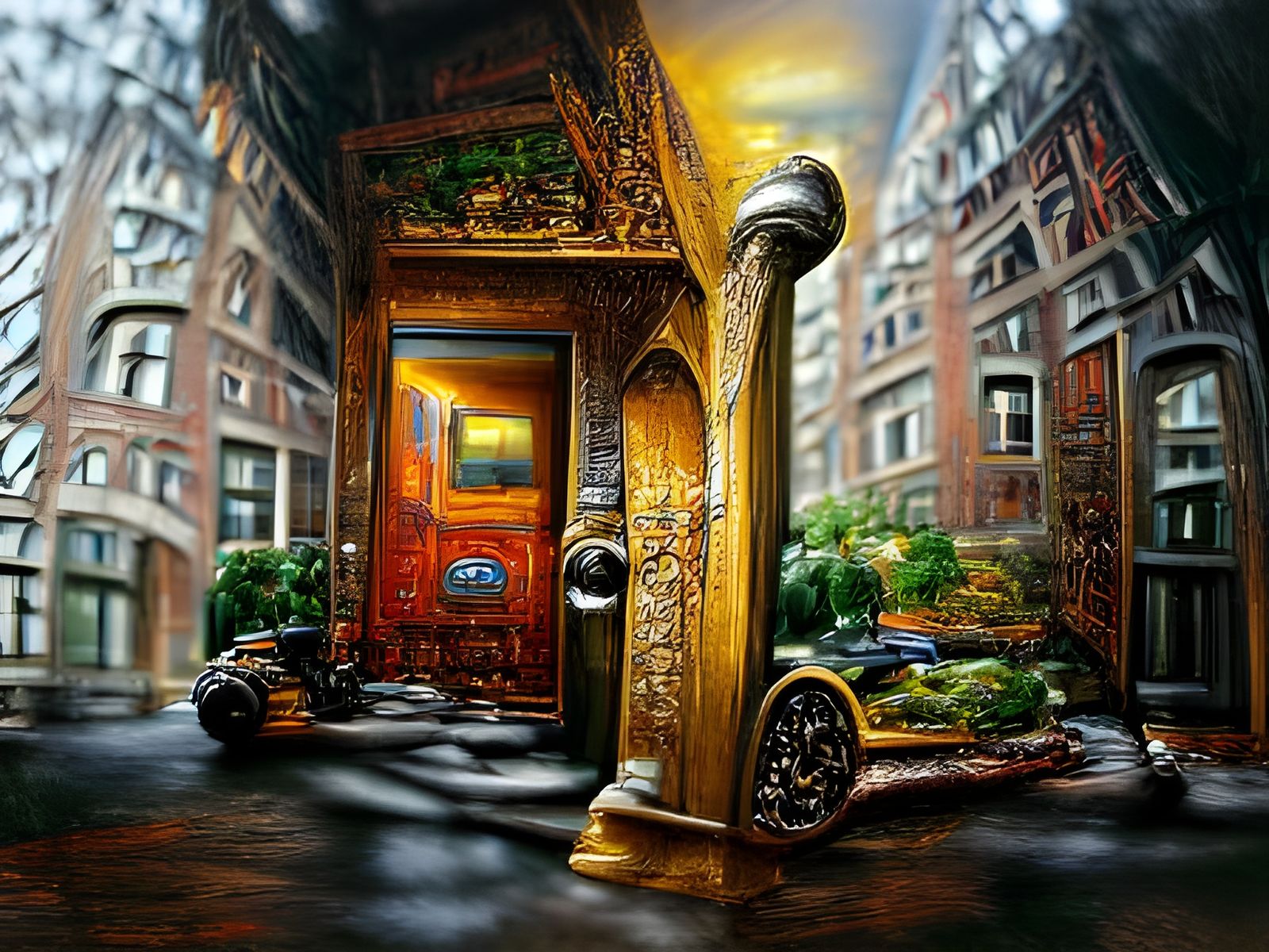 Ornate New York Apartment Building: Photorealistic Oil Paint...