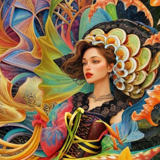 Crimson Dress: Sensual Beauty in Fractal Art