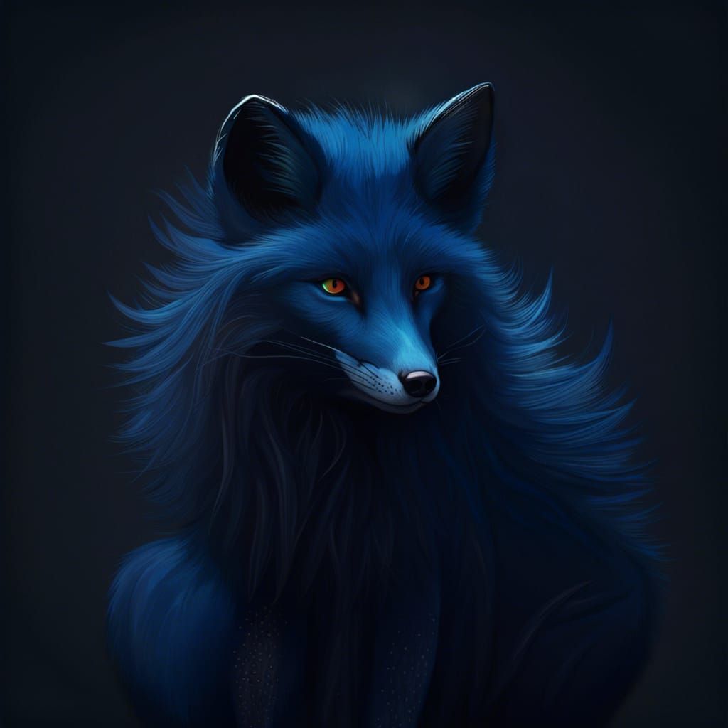Dark Blue Fox with Unique Fur