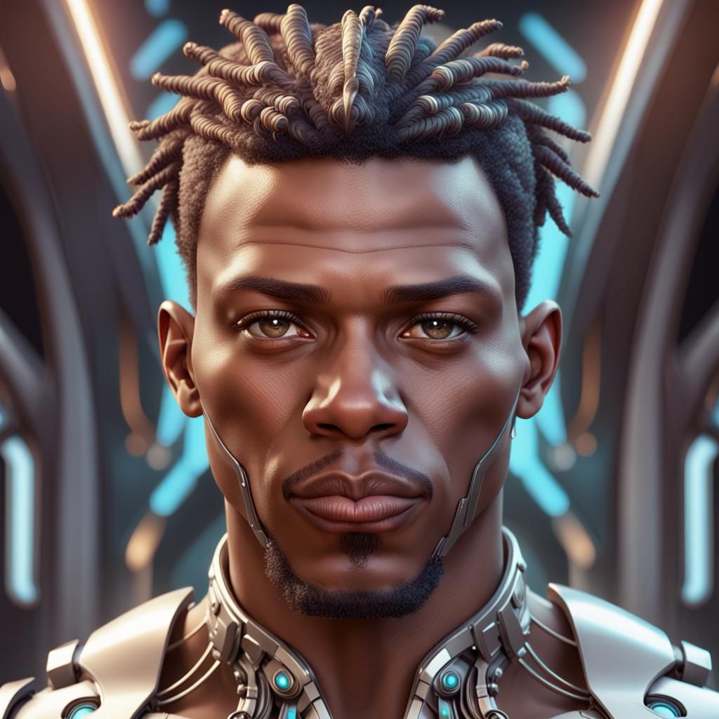 Futuristic African American Man Portrait in 8K