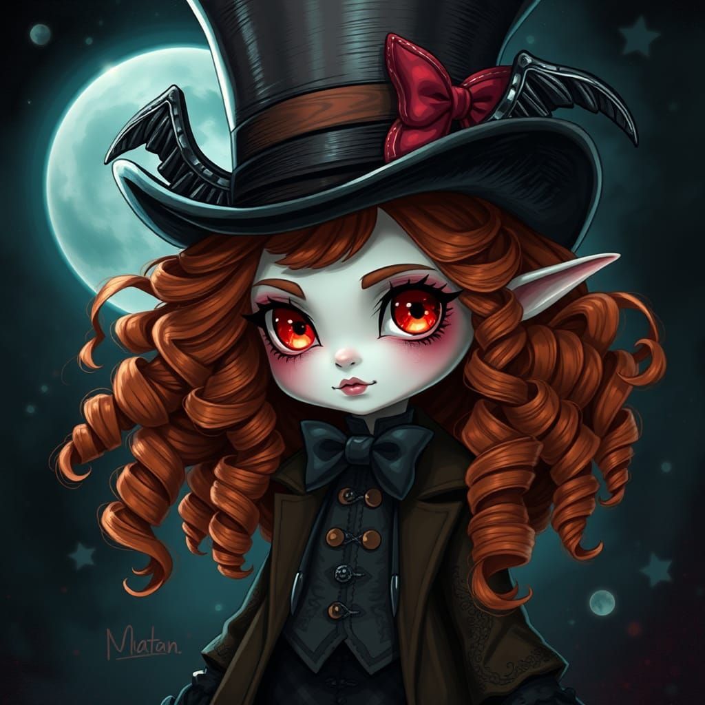 Gothic Chibi Mad Hatter Girl in Wonderland
