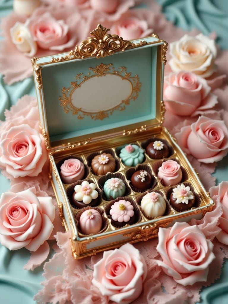 Ornate Rococo Chocolates in Pastel and Gold