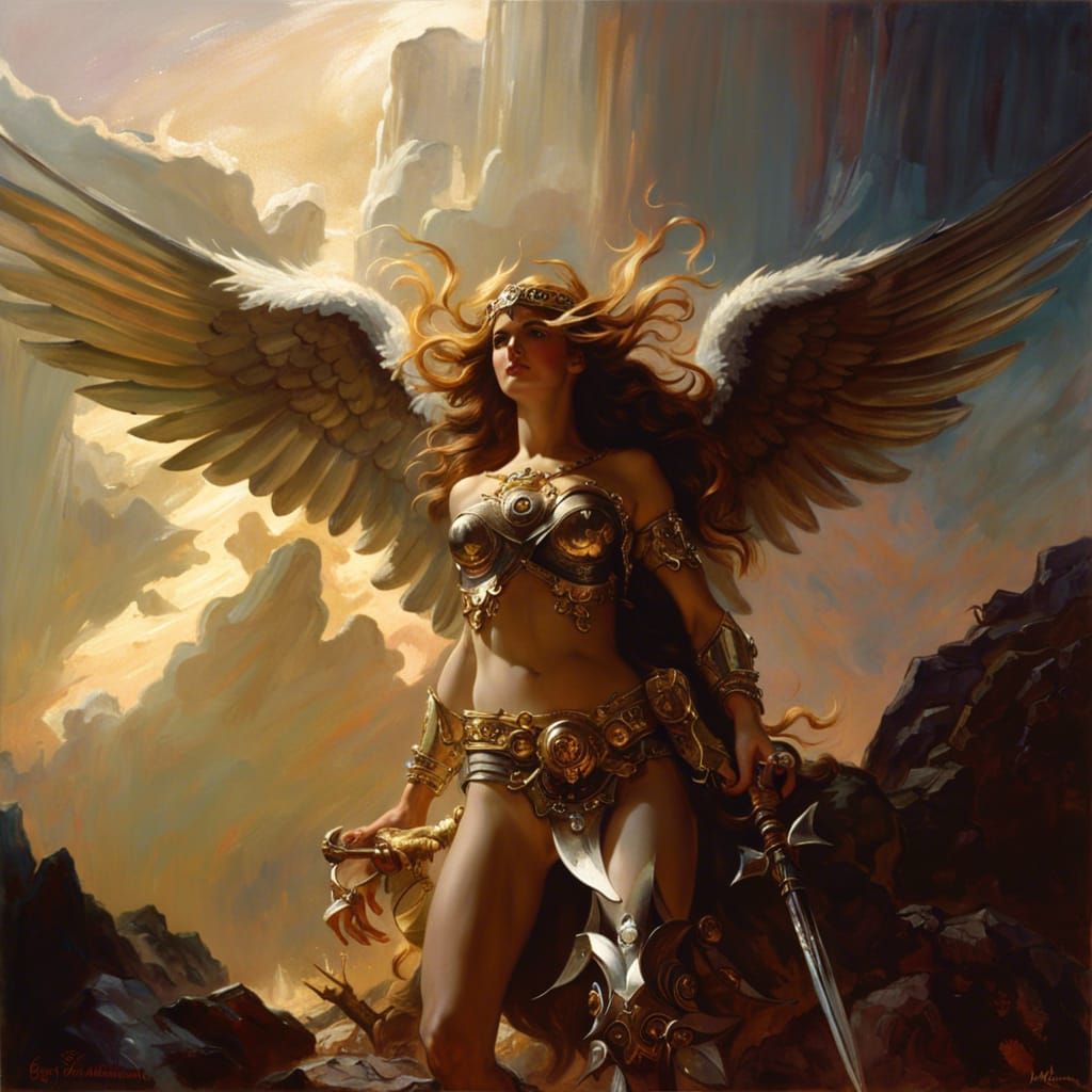 Gorgeous Angel Warrior Descends From Heaven