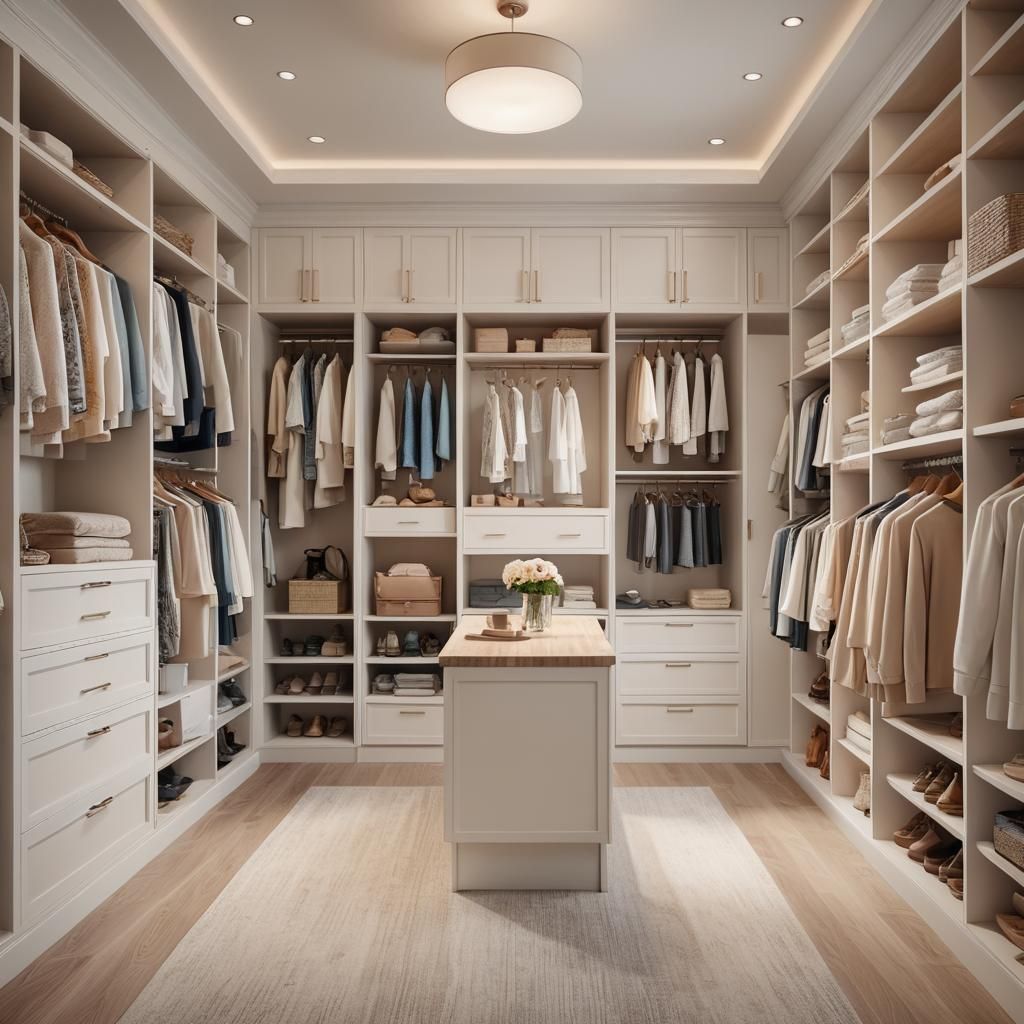 Luxury Walk-in Closet with Soft Bokeh Lighting