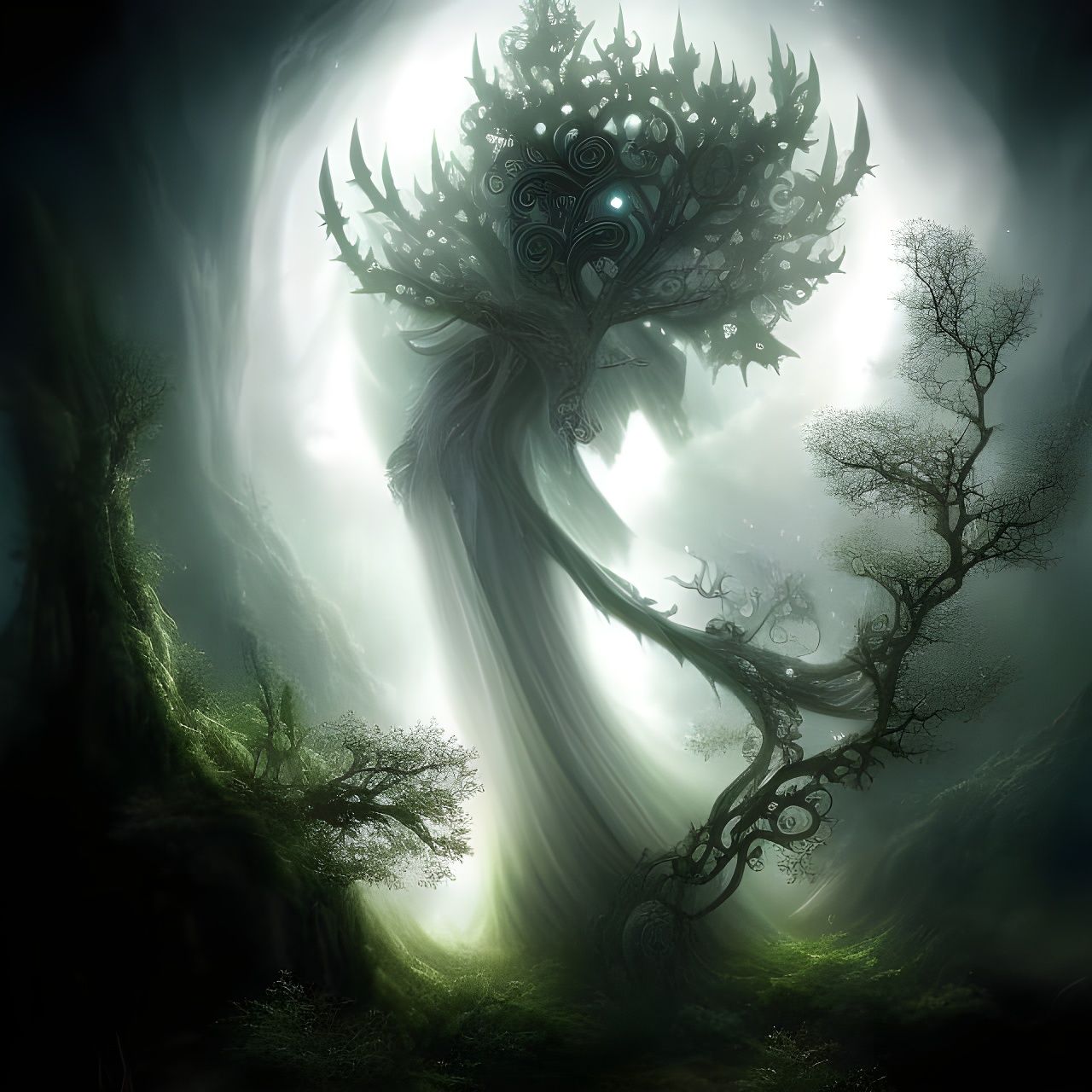 Luminescent Tree Fantasy Window in Digital Art