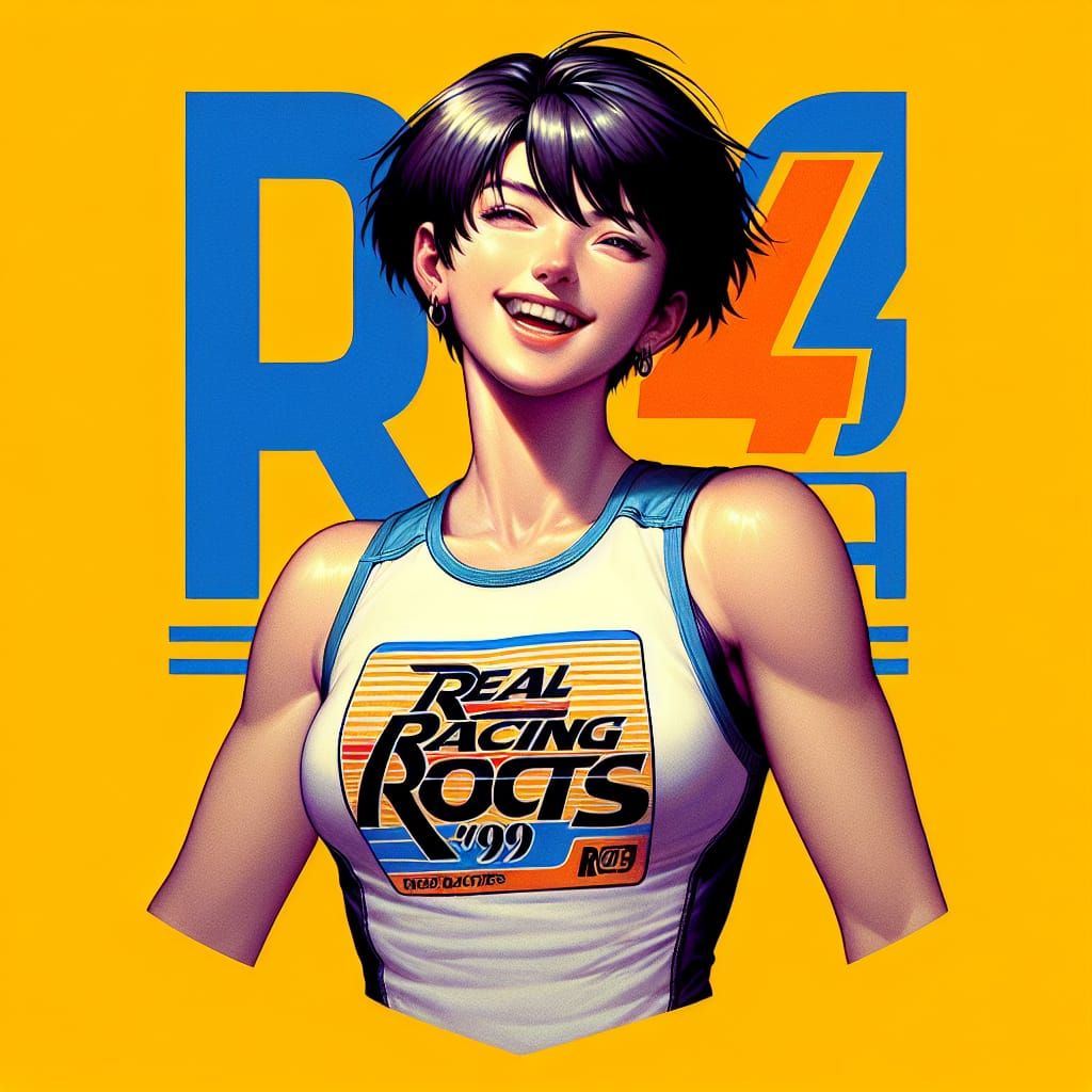 Retro Racing Girl in a 90s Video Game Style
