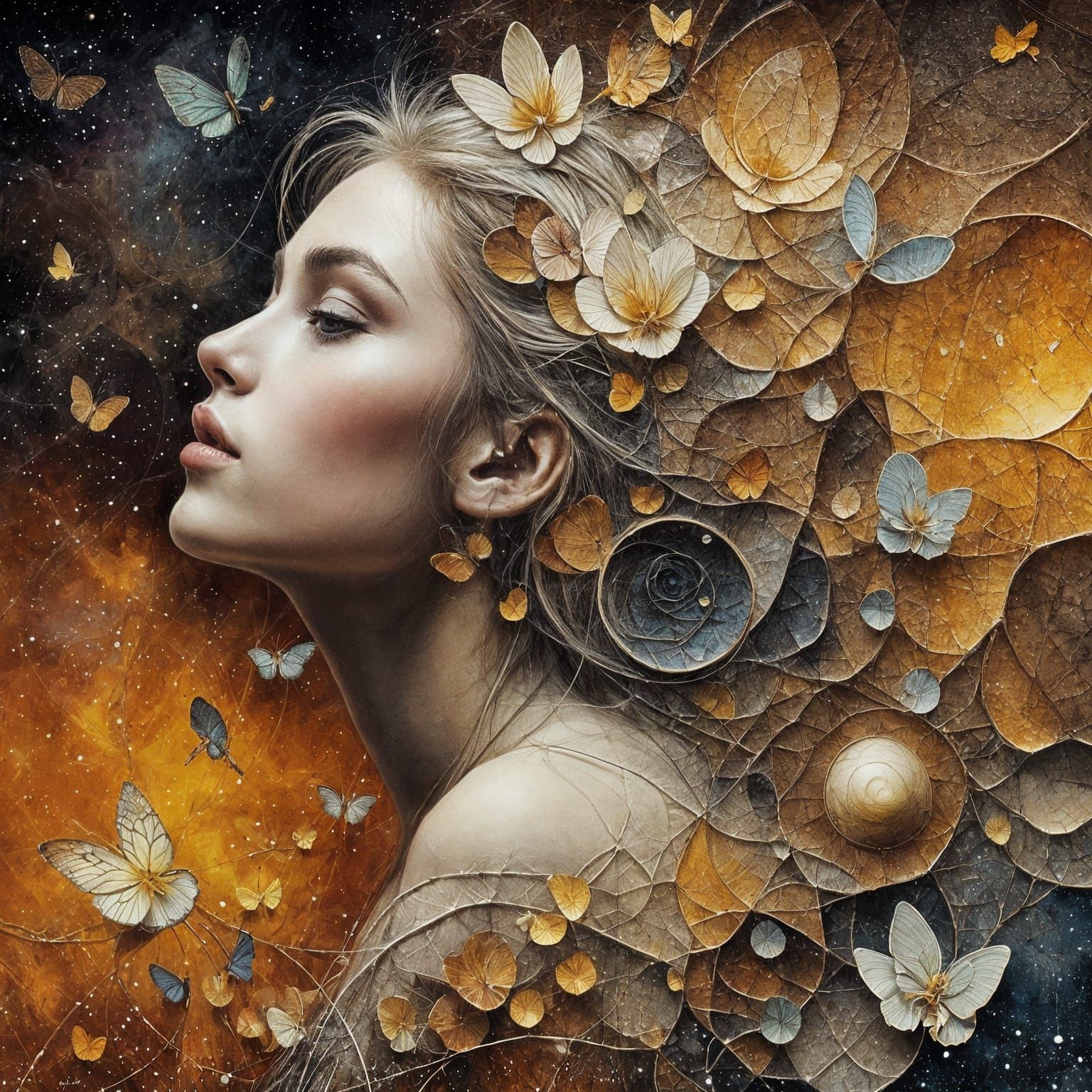 Surreal Geometric Butterfly Oil Painting in 3D