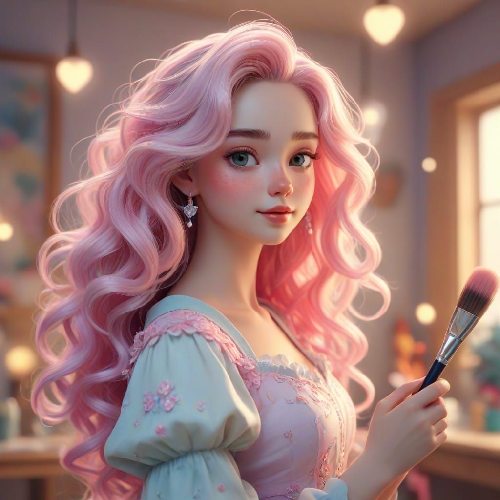 Cartoon Artist in Dreamy Whimsical Style