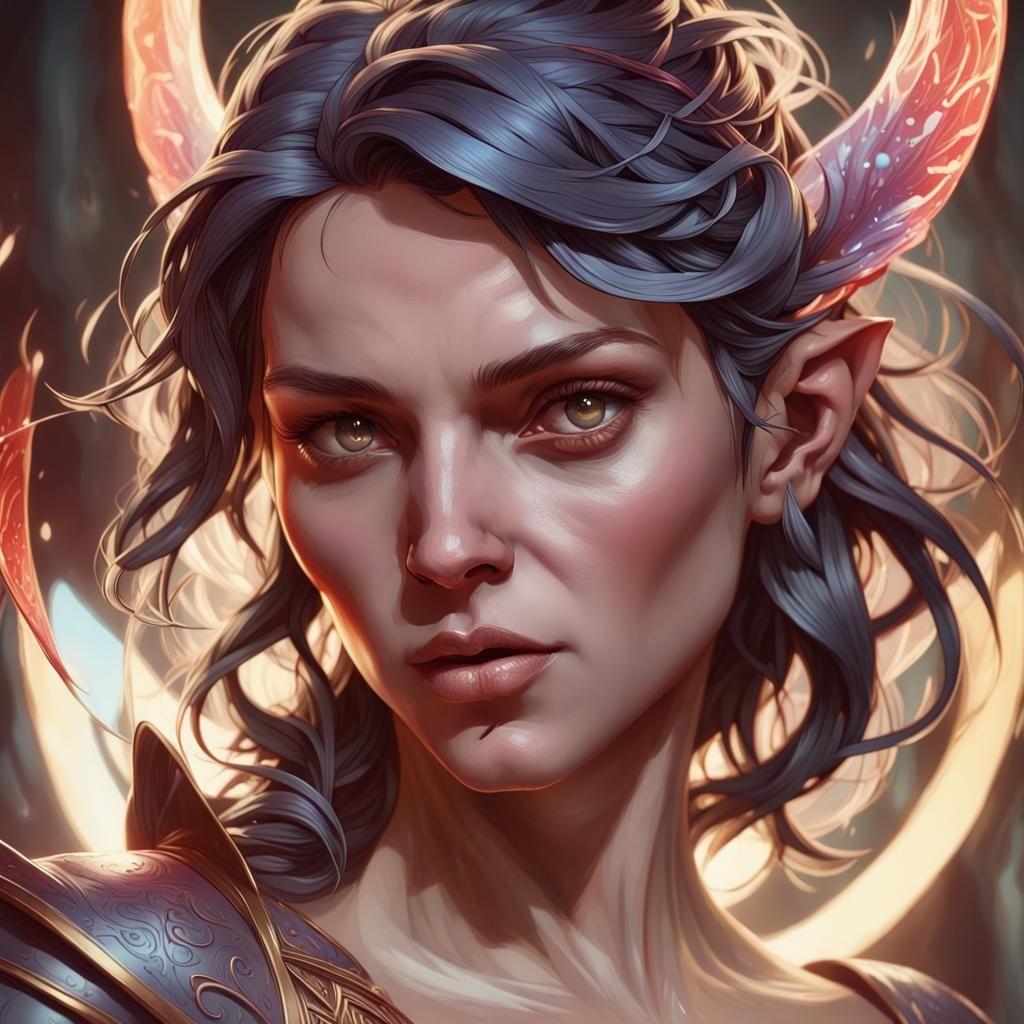 Detailed Portrait of Lucifer in Art Nouveau Style