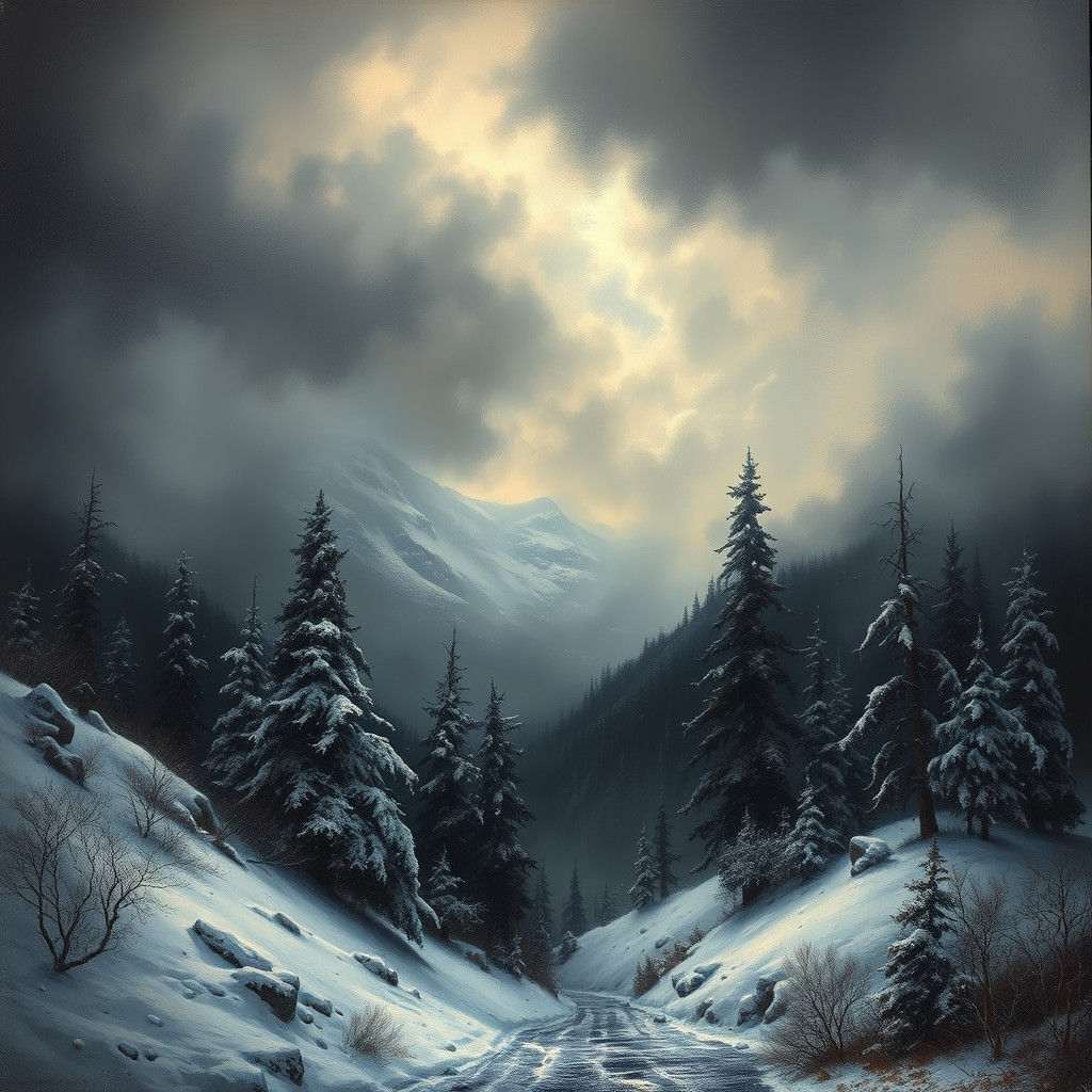 Mystical Winter Landscape in German Romantic Style