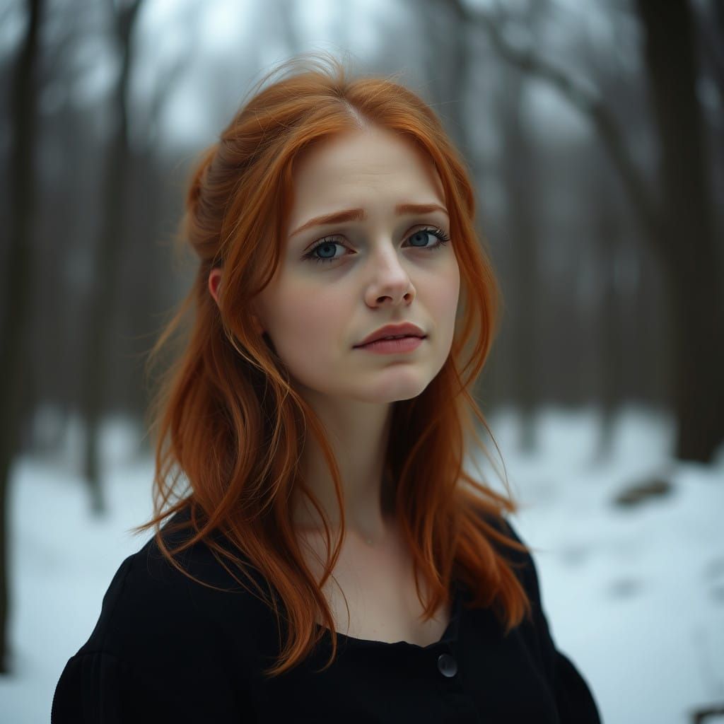 A Somber Redhead's Contemplative Expression
