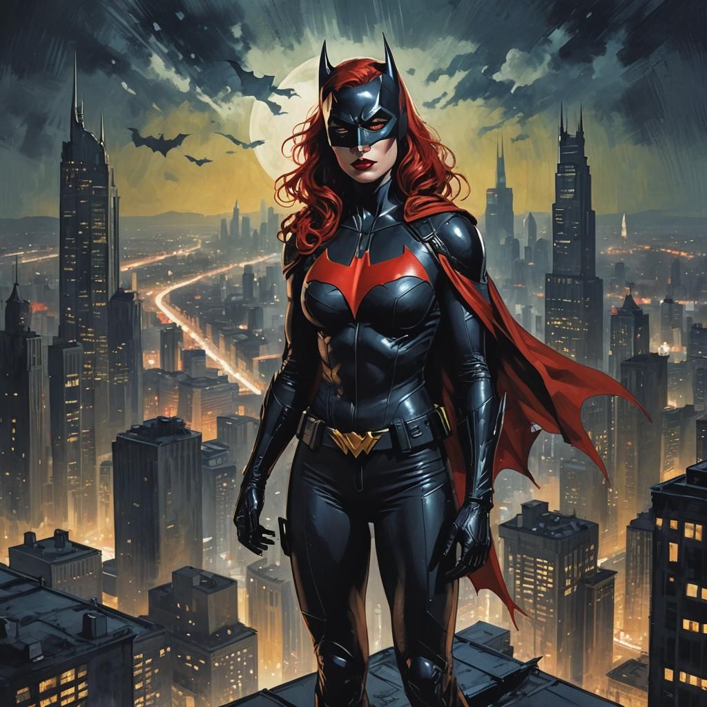 Batwoman Comic Art in James Gurney Style