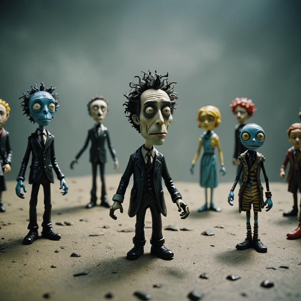 Enameled Glass Figurines in a Dark Whimsical Style