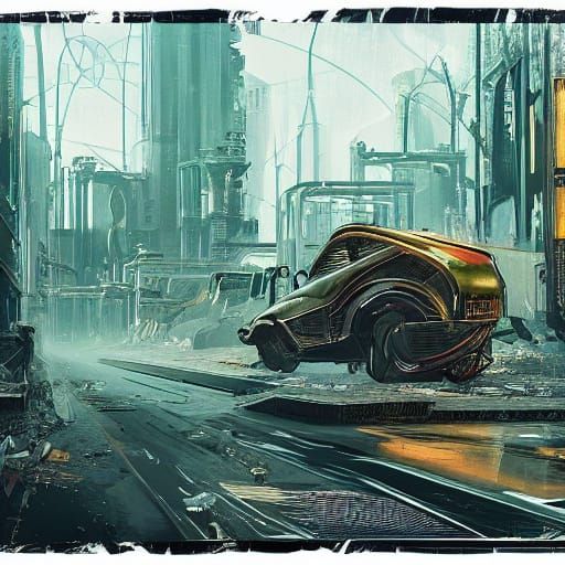 Cyberpunk Goddess in a Retro-Futuristic Coffee Shop