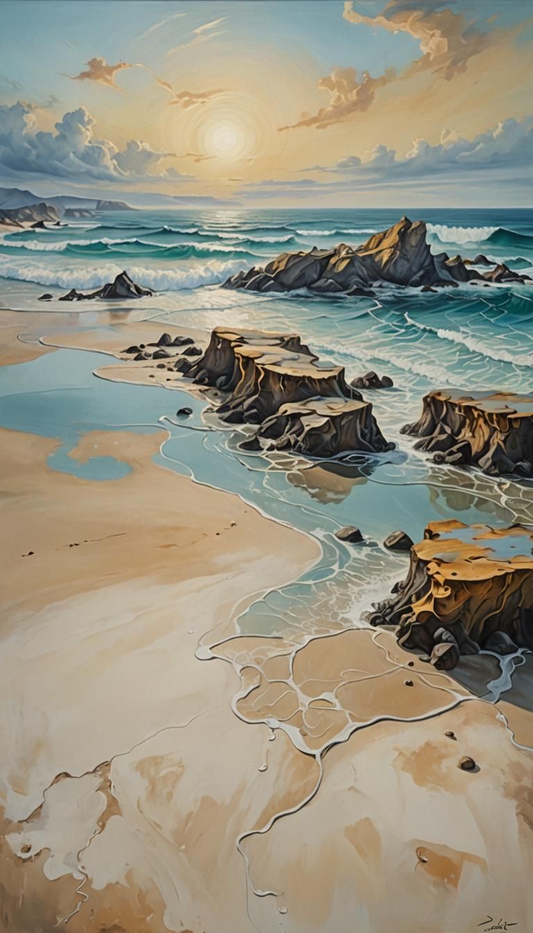 Surreal Pacific Coast Beach in Salvador Dali Style