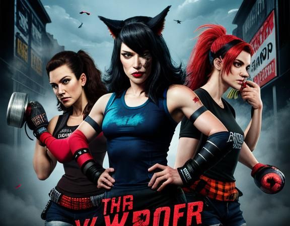 Roller Derby Werewolves: Retro Horror Movie Poster