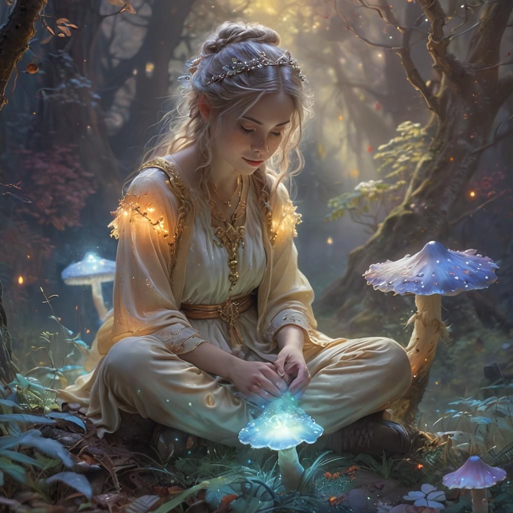 Mystical Forest Figure in Dreamy Oil Painting Style