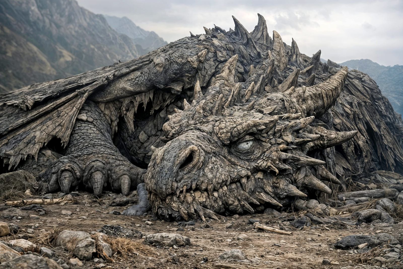 Colossal Ancient Dragon Resting, Hyperrealistic