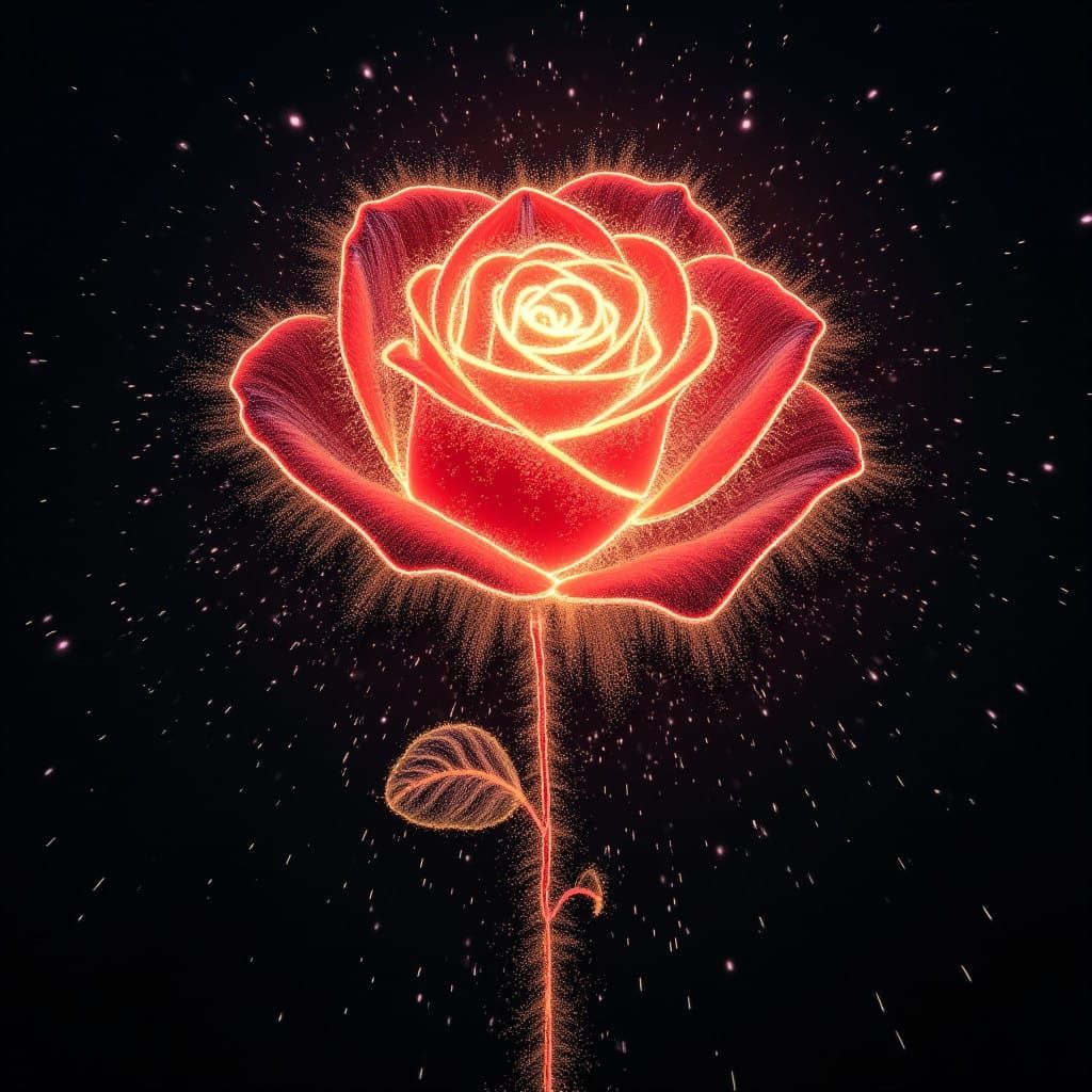 Roses Bloom in Vibrant Night Sky Art