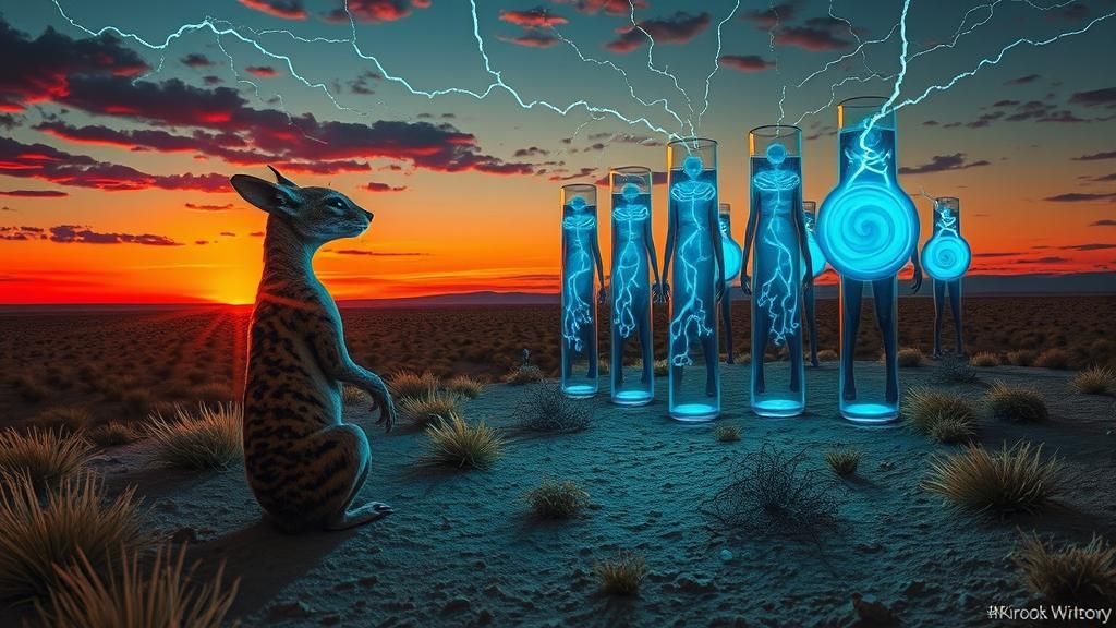 Surreal Alien Jackals in Dreamscape at Sundown